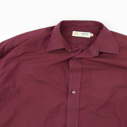 Mens UK Size 15.5 Marks and Spencer Purple  Button-Up Long Sleeve Casual Shirt