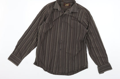 Mens UK Size 16 NEXT Brown  Button-Up Long Sleeve Casual Shirt