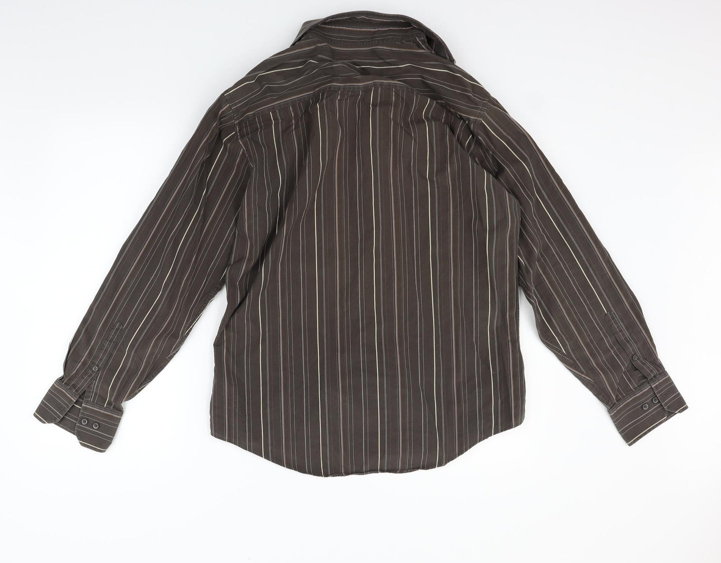 Mens UK Size 16 NEXT Brown  Button-Up Long Sleeve Casual Shirt