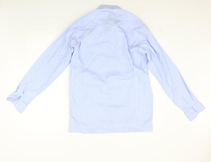 Mens UK Size 15 Louis Philippe Blue  Button-Up Long Sleeve Casual Shirt