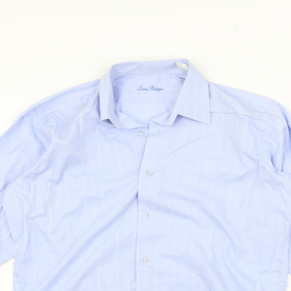 Mens UK Size 15 Louis Philippe Blue  Button-Up Long Sleeve Casual Shirt