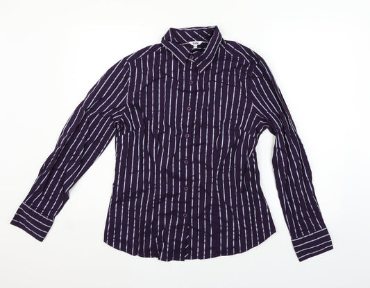 Tabi Mens Purple Striped   Button-Up Size M
