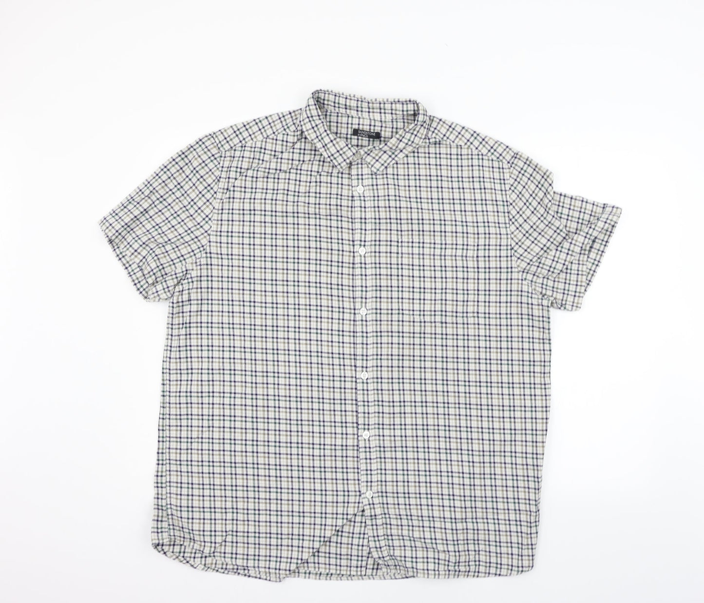 Mens UK Size XL M&Co Beige  Button-Up Short Sleeve Casual Shirt