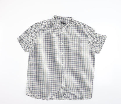 Mens UK Size XL M&Co Beige  Button-Up Short Sleeve Casual Shirt
