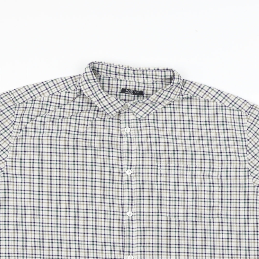Mens UK Size XL M&Co Beige  Button-Up Short Sleeve Casual Shirt