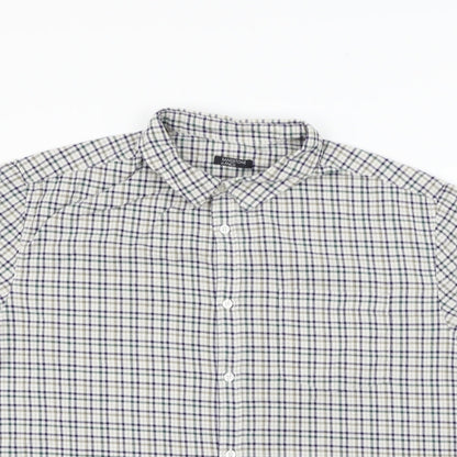 Mens UK Size XL M&Co Beige  Button-Up Short Sleeve Casual Shirt