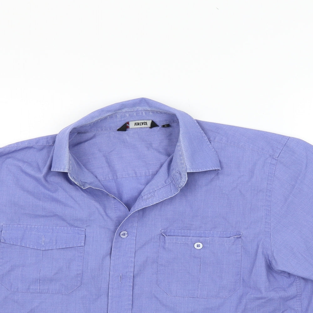 Vintage Mens Blue    Button-Up Size L