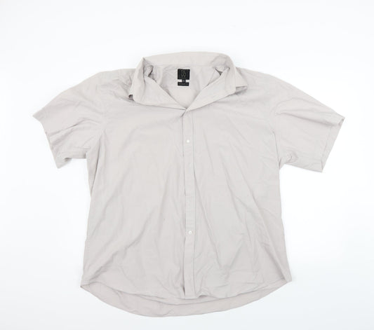 T&W Mens Grey    Button-Up Size 18.5