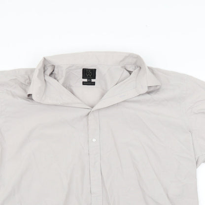 T&W Mens Grey    Button-Up Size 18.5