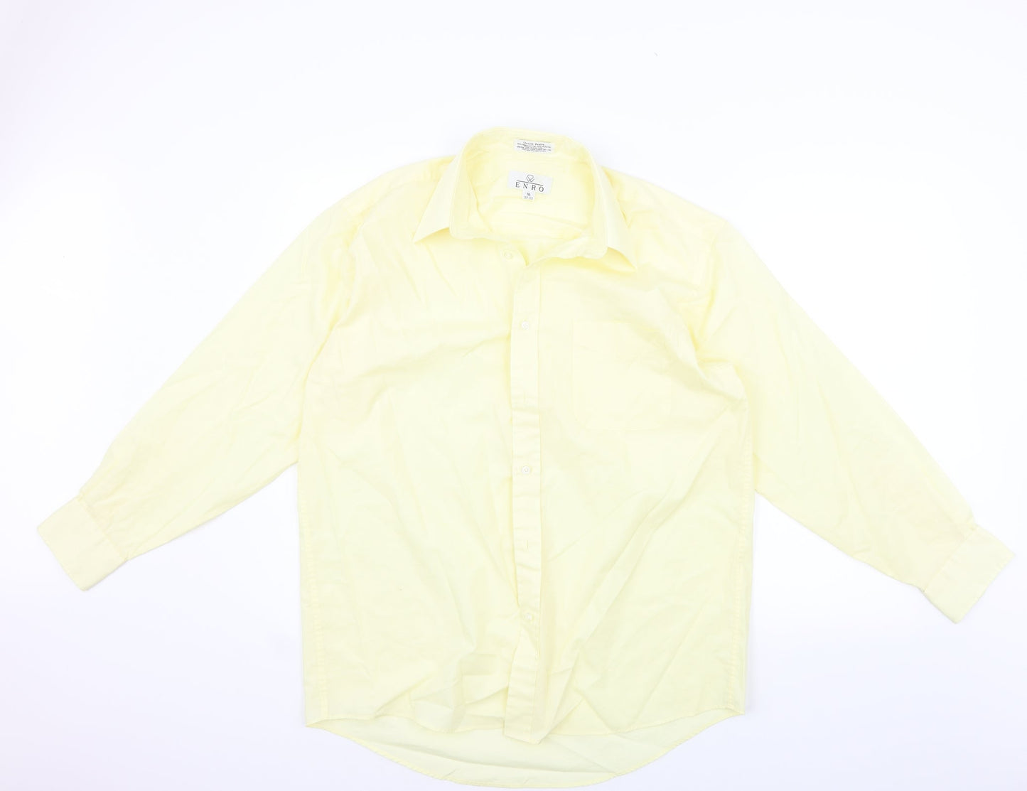 Mens UK Size 16 ENRO White  Button-Up Long Sleeve Casual Shirt