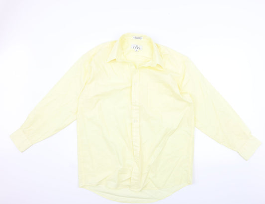 Mens UK Size 16 ENRO White  Button-Up Long Sleeve Casual Shirt