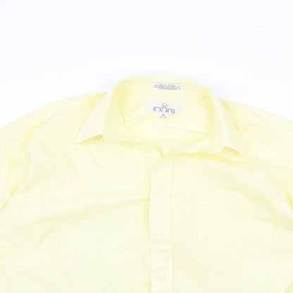 Mens UK Size 16 ENRO White  Button-Up Long Sleeve Casual Shirt