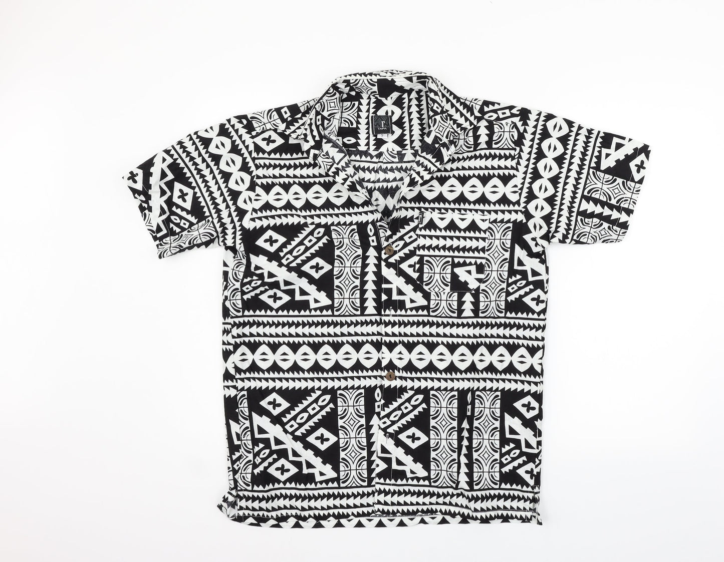 Tepa Womens Black Geometric  Basic Button-Up Size S