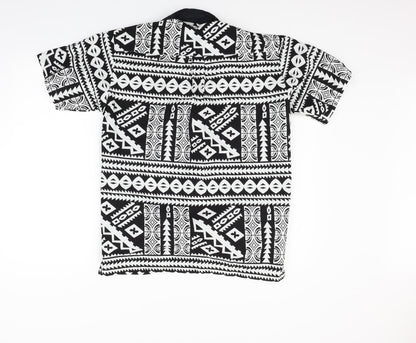 Tepa Womens Black Geometric  Basic Button-Up Size S