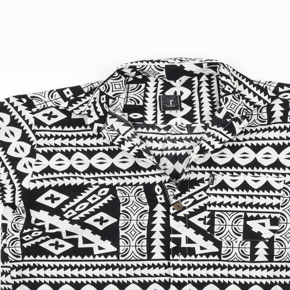 Tepa Womens Black Geometric  Basic Button-Up Size S