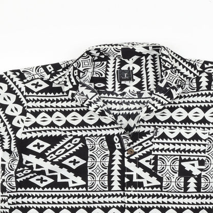 Tepa Womens Black Geometric  Basic Button-Up Size S