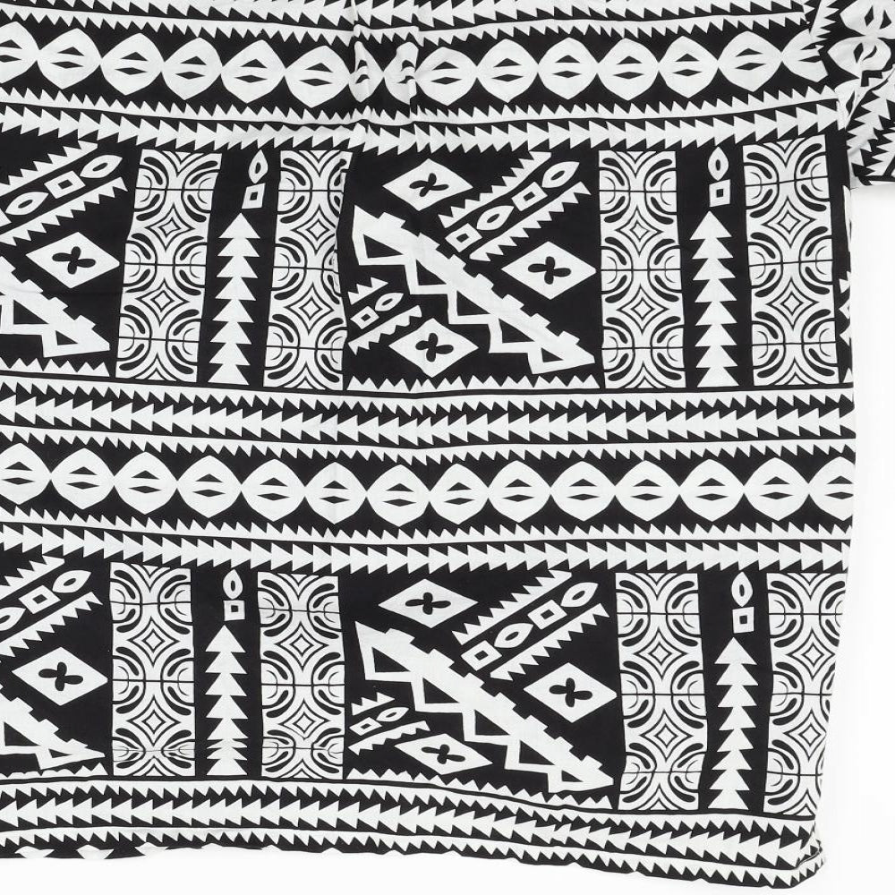 Tepa Womens Black Geometric  Basic Button-Up Size S