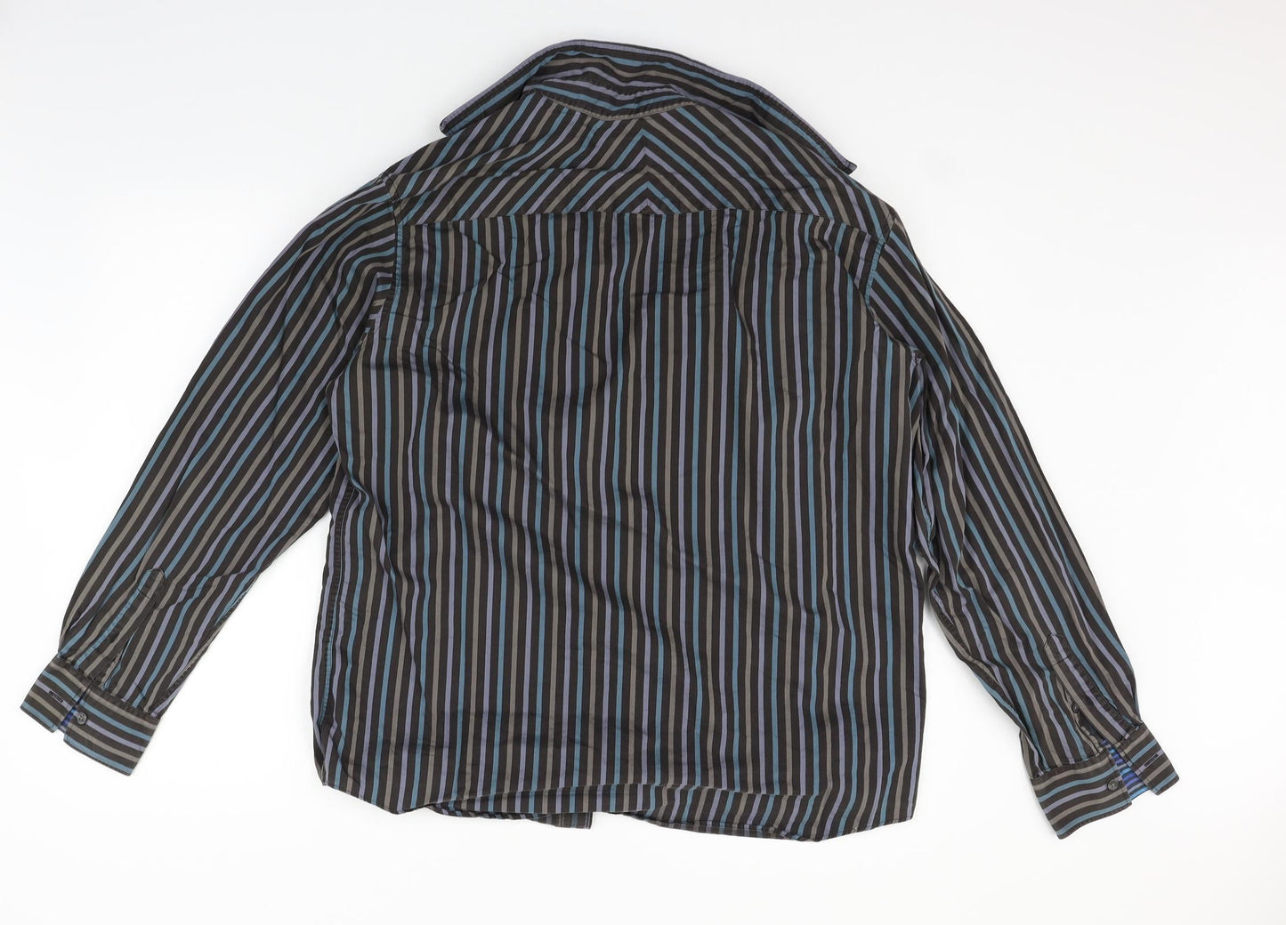 Autograph Mens Brown Striped   Button-Up Size L