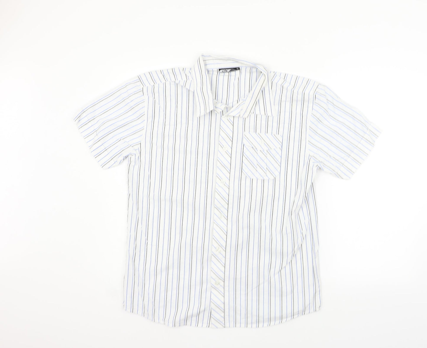 ox Womens Silver Striped  Basic Button-Up Size M