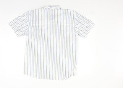 ox Womens Silver Striped  Basic Button-Up Size M
