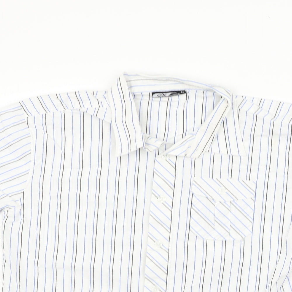 ox Womens Silver Striped  Basic Button-Up Size M