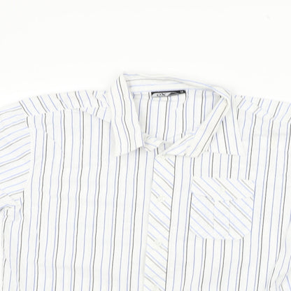 ox Womens Silver Striped  Basic Button-Up Size M