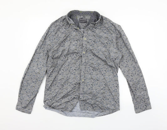 RJR.John Rocha Mens Grey Geometric   Button-Up Size M