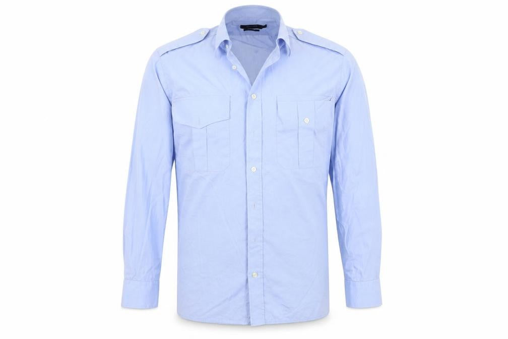 Mens UK Size 15 Bosweel Blue  Button-Up Long Sleeve Casual Shirt