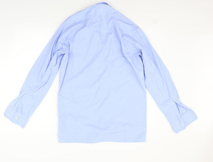 Mens UK Size 15 Bosweel Blue  Button-Up Long Sleeve Casual Shirt