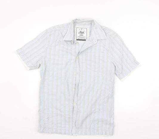 Mens UK Size M NEXT Blue  Button-Up Short Sleeve Casual Shirt