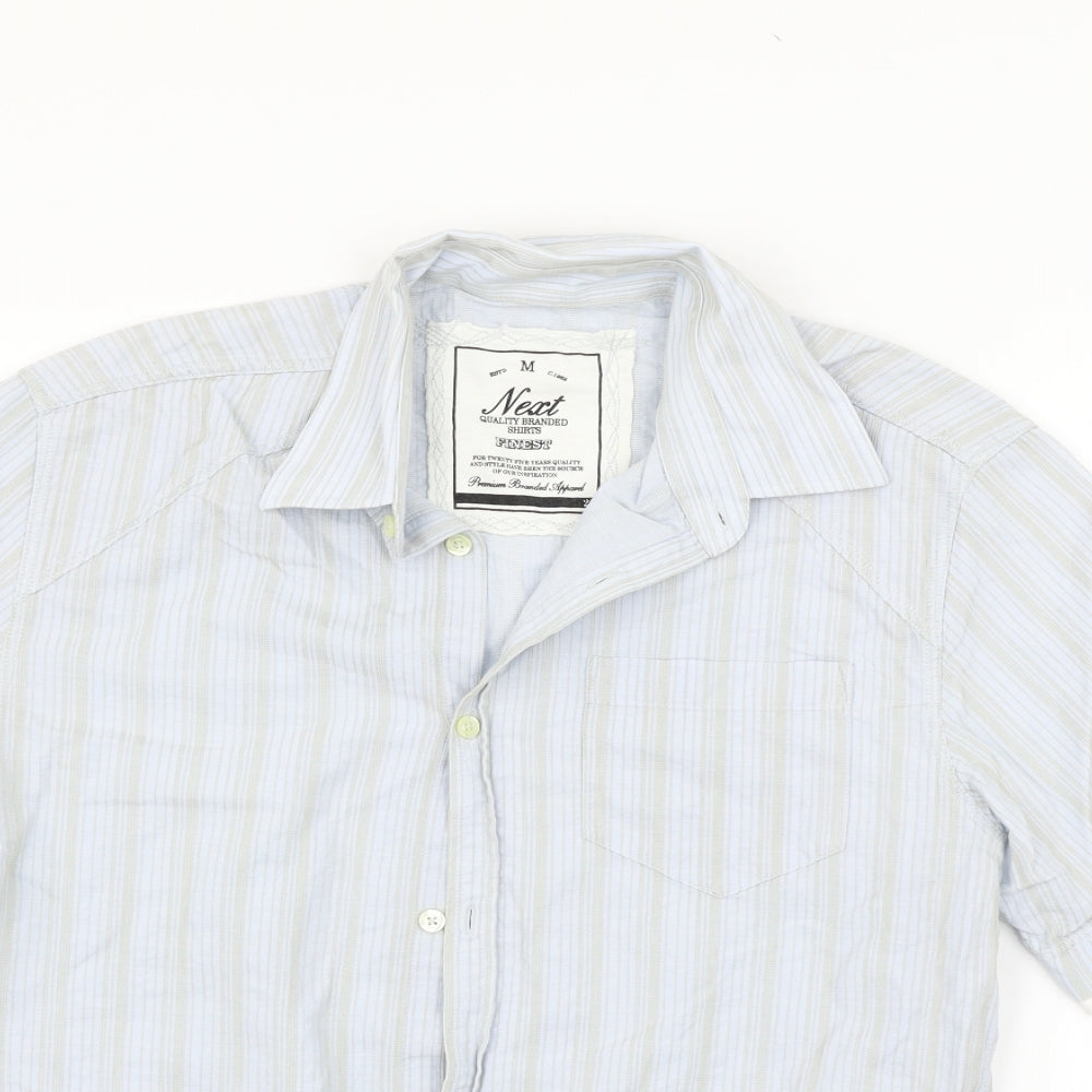 Mens UK Size M NEXT Blue  Button-Up Short Sleeve Casual Shirt
