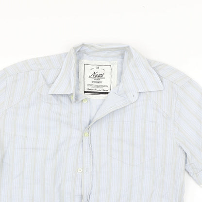 Mens UK Size M NEXT Blue  Button-Up Short Sleeve Casual Shirt