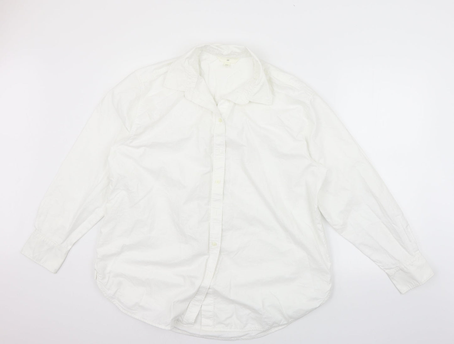 Mens UK Size M H&M White  Button-Up Long Sleeve Casual Shirt