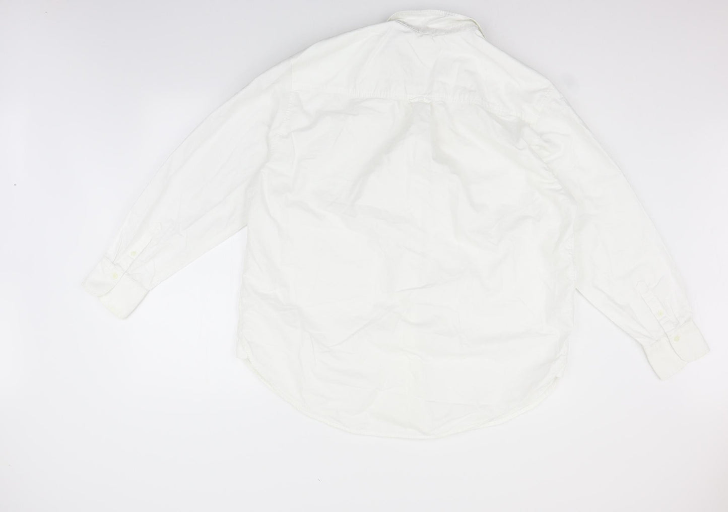 Mens UK Size M H&M White  Button-Up Long Sleeve Casual Shirt