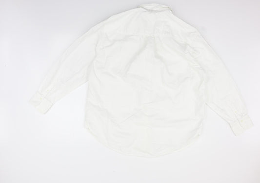 Mens UK Size M H&M White  Button-Up Long Sleeve Casual Shirt