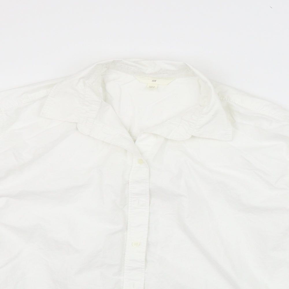 Mens UK Size M H&M White  Button-Up Long Sleeve Casual Shirt