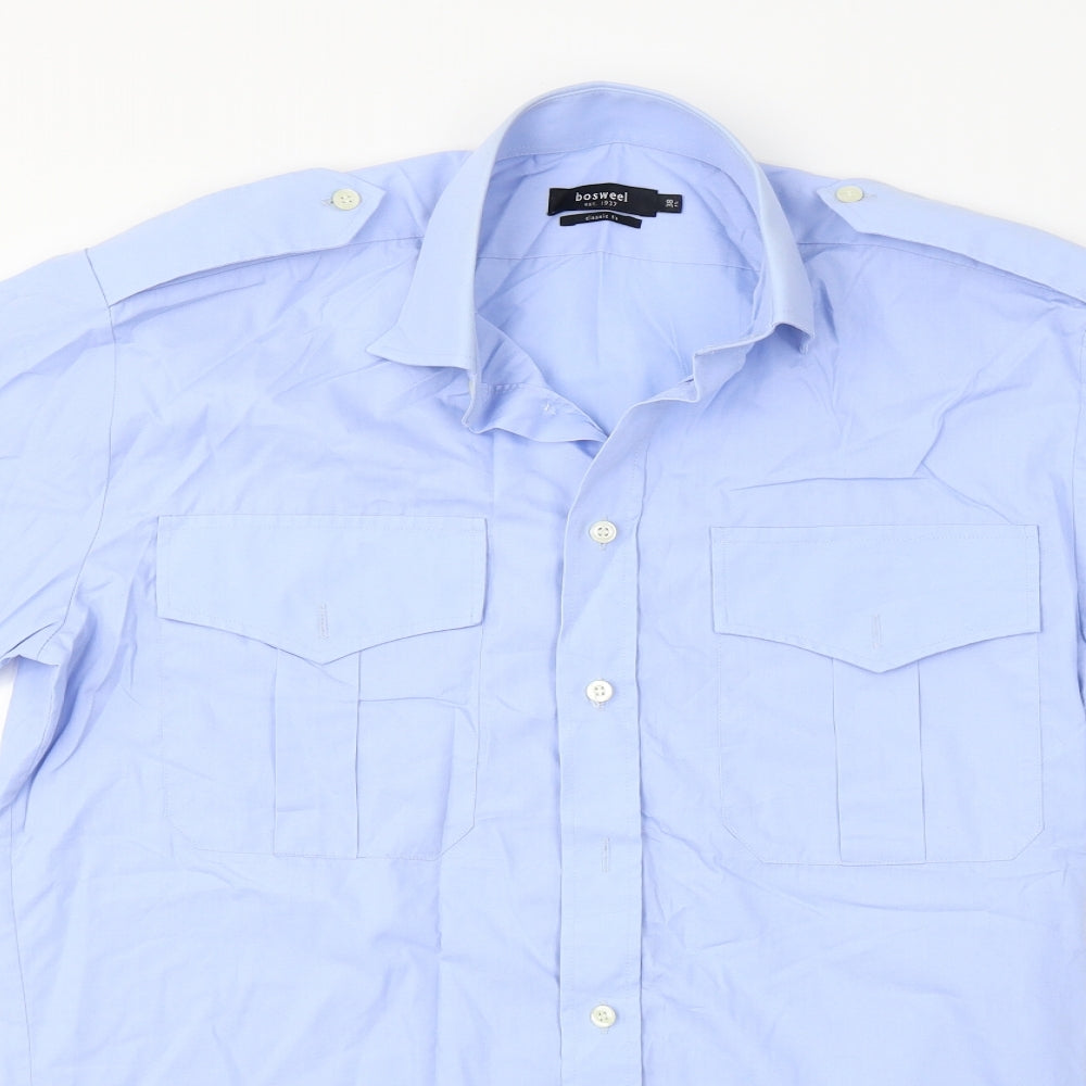 Mens UK Collar Size 15 Bosweel Smart Blue  Dress Shirt
