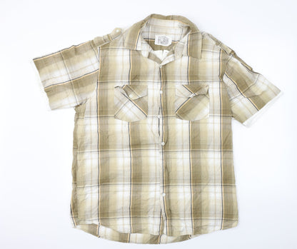 Mens UK Size XL BHS Brown  Button-Up Short Sleeve Casual Shirt