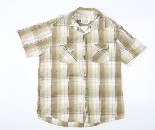Mens UK Size XL BHS Brown  Button-Up Short Sleeve Casual Shirt