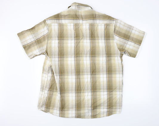Mens UK Size XL BHS Brown  Button-Up Short Sleeve Casual Shirt