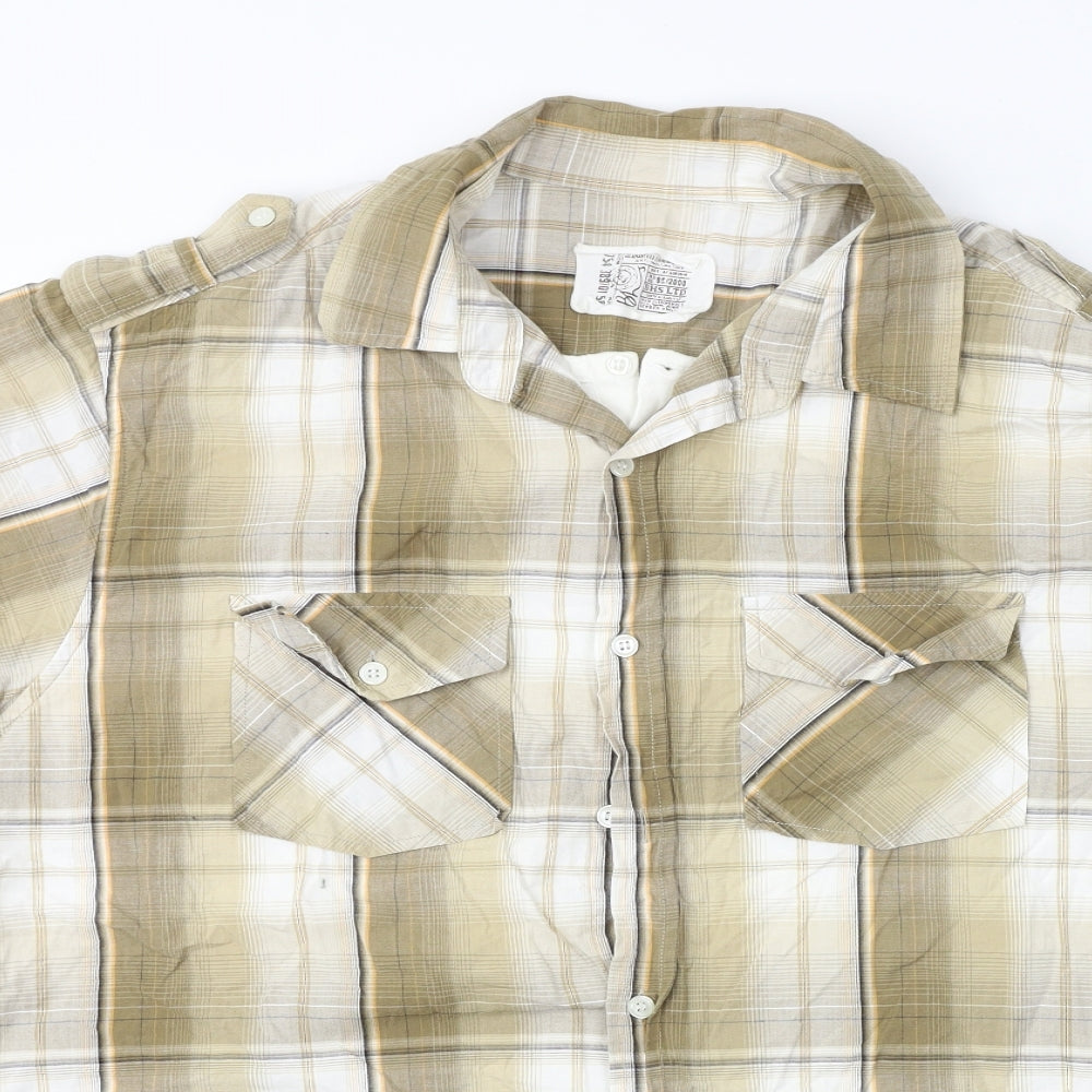 Mens UK Size XL BHS Brown  Button-Up Short Sleeve Casual Shirt