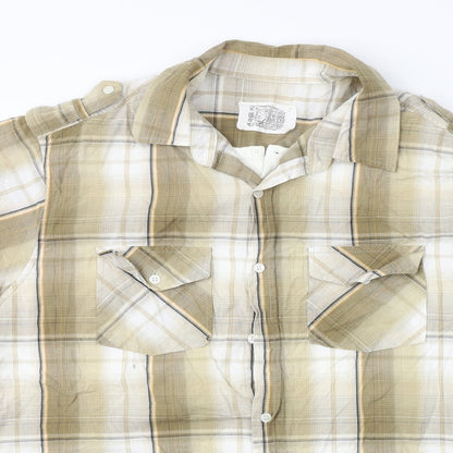 Mens UK Size XL BHS Brown  Button-Up Short Sleeve Casual Shirt