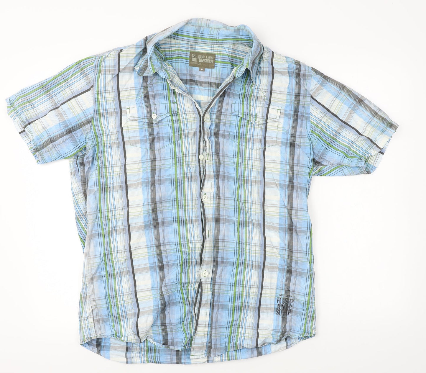 RE Work Mens Blue Check   Button-Up Size XL