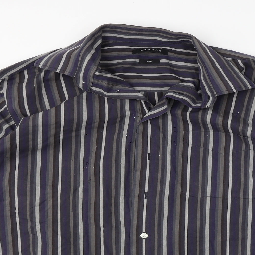 Mens UK Size 42 Morgan Blue  Button-Up Long Sleeve Casual Shirt