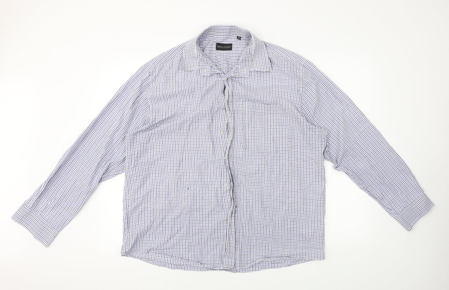 Mens UK Size XL MALDINI Blue  Button-Up Long Sleeve Casual Shirt