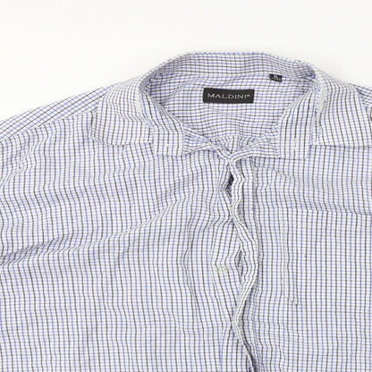 Mens UK Size XL MALDINI Blue  Button-Up Long Sleeve Casual Shirt