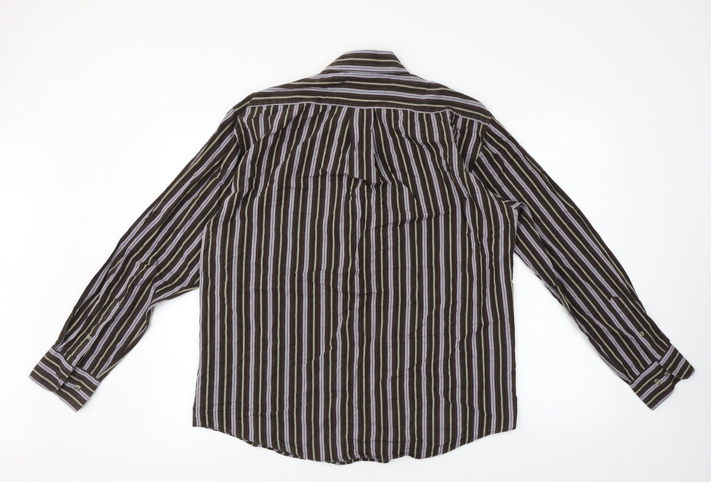 tailor & son Mens Brown Striped   Button-Up Size M