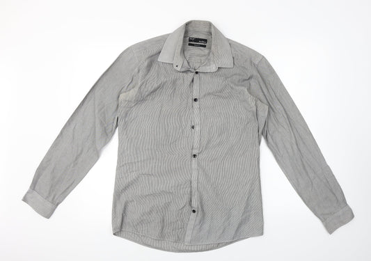 B&W Mens Grey    Button-Up Size 15