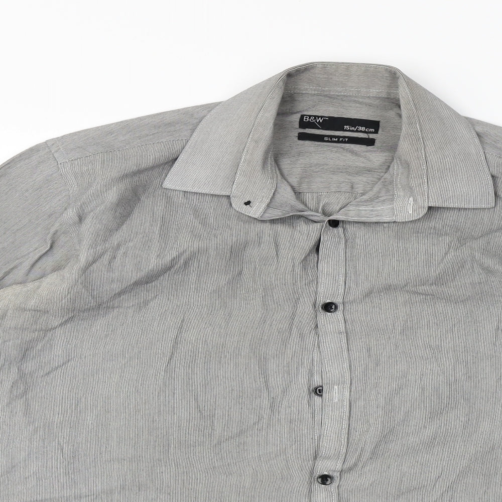 B&W Mens Grey    Button-Up Size 15
