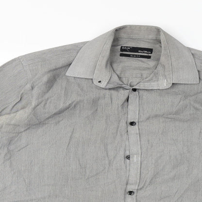 B&W Mens Grey    Button-Up Size 15